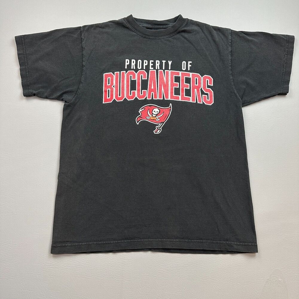 Vintage Tampa Bay Buccaneers Shirt Mens Medium Black Reebok Logo Spell Out Y2K
